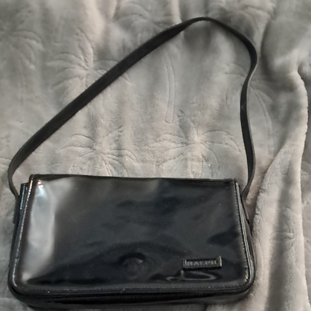RALPH Ralph Lauren black patent leather handbag